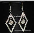 Floral Design Long Wedding Clear Rhinestone Long Drop Earrings